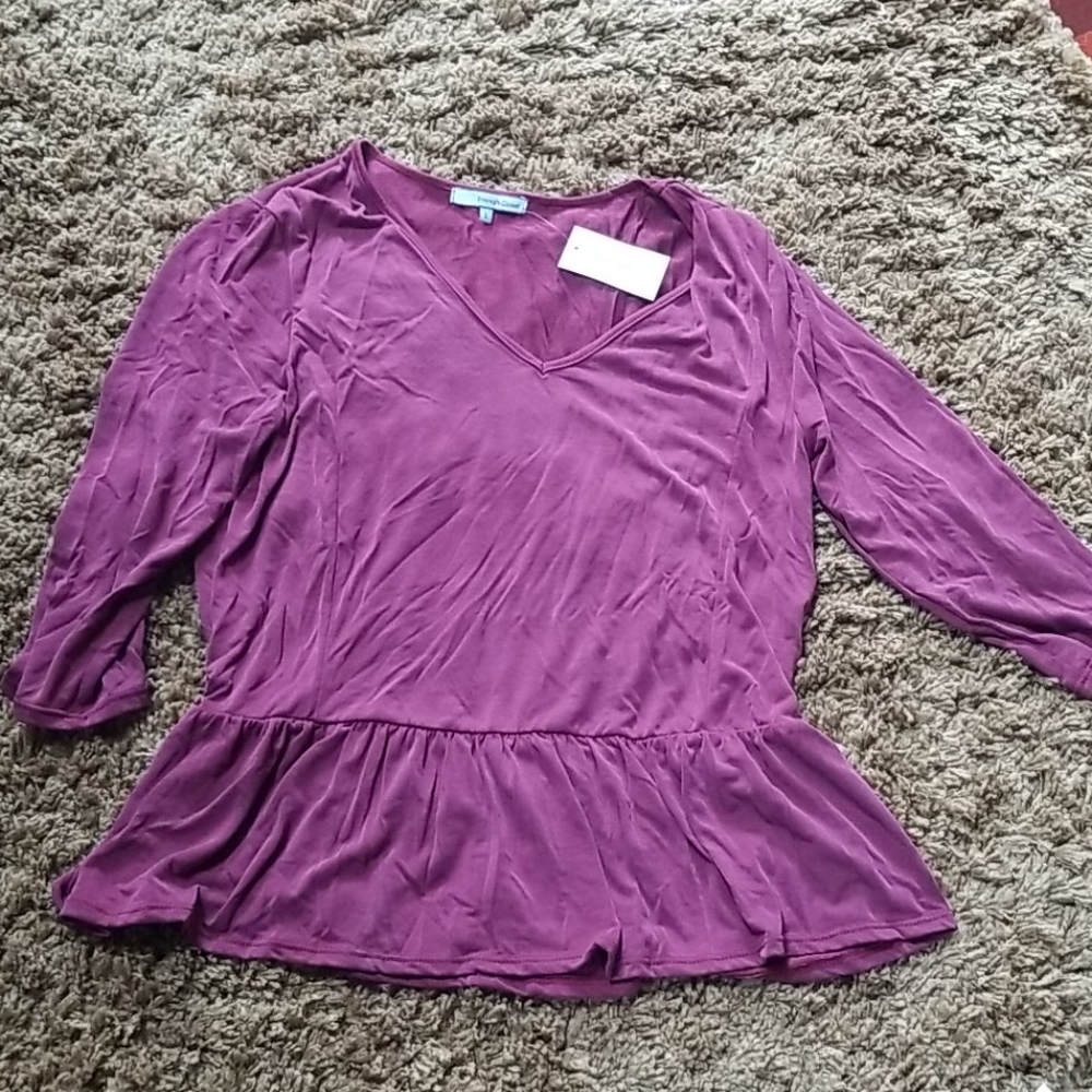 Emma's Closet Wine Peplum Waist Top